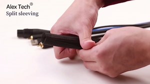 Alex Tech 1 in.-10 ft. Cable Management Sleeve Cord Organizer Cable Protector Split Sleeving for Home Office Automotive-Black hsr1inblack10ft