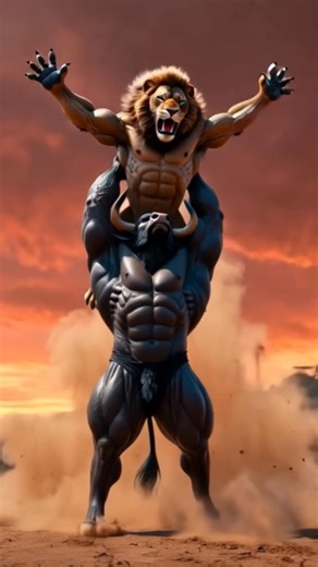 Bull Bodybuilder vs Lion Bodybuilder 💪🔥 Jungle Gym Battle! Who is the real king of strength?