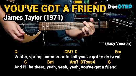 You've Got a Friend - James Taylor (Easy Guitar Chords Tutorial with Lyrics) | Doc OTEP Studio