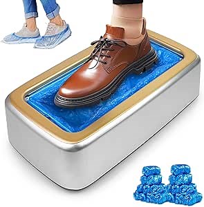 Automatic Shoe Cover Machine with 200pcs Disposable Shoe Covers Shoe Cover Dispenser Shoe Cover Machine Shoe Covers Disposable Non Slip Waterproof, Suitable for Indoor