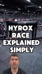 HYROX race explained simply You run. Then you do a workout. Then you run again. That pattern repeats eight times. Here is the exact race format with distances. Run 1 kilometer Ski Erg 1 kilometer Run 1 kilometer Sled Push 50 meters Run 1 kilometer Sled Pull 50 meters Run 1 kilometer Burpee Broad Jumps 80 meters Run 1 kilometer Row 1 kilometer Run 1 kilometer Farmers Carry 200 meters Run 1 kilometer Sandbag Lunges 100 meters Run 1 kilometer Wall Balls 75 to 100 reps depending on division Same ord