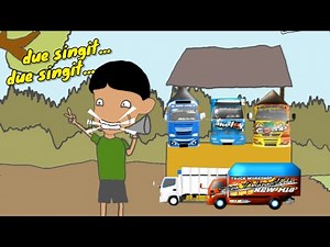 mobil truk oleng - waktu balapan dengan motor oleng di jalan lucu / animasi truk oleng