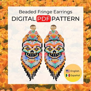 Skull Beaded Earrings Pattern | PDF Digital Download Seed Bead Pattern | Instant Downloading | Fringe Earrings Pattern - Etsy Canada