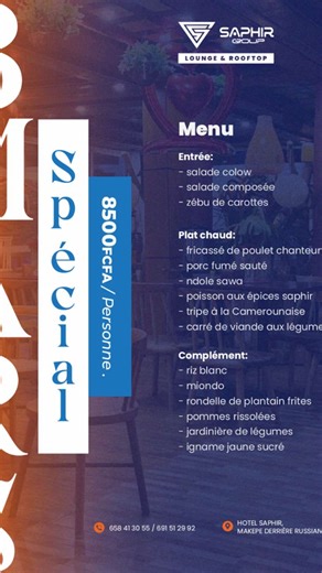 C’est confirmé ! 🌸✨ Ce 8 mars, célébrons la Journée Internationale de la Femme en beauté au Saphir Group Rooftop ! L’artiste invitée Nono Flavie sera en live pour mettre le feu et partager une ambiance exceptionnelle 🎤🔥 Un Brunch Spécial Journée de la Femme vous attend : bonne cuisine, cadre chic et femmes inspirantes réunies pour célébrer ensemble. Mesdames, cet événement est pour VOUS 💕 Ne vous faites pas raconter ! 📍 Saphir Group Rooftop 📅 8 Mars 🎶 Prestation live de TanoFlavi #Journee