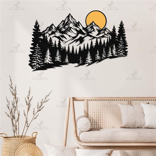 Rustic Forest Mountain Metal Sign, Cabin Wall Decor - Etsy