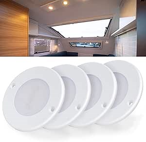 RV Boat LED Ceiling Puck Light RV Interior Lighting 4 Packs Super Slim Puck Light Under Cabinet Lighting, 3.6W Panel Downlight for Camper Trailer Motorhome Van (Warm White)