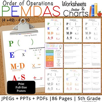 Order of Operations – PEMDAS Anchor Charts & Practice Worksheets
