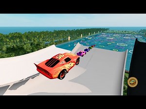 Big & Small Lightning McQueen Pool Jump Challenge – Who Scores the Most Points? BeamNG.drive