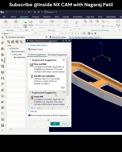 NXCAM AI-Make machining suggestion #supportme #NXX2512 #ai #nx #nxtutorial #siemensnx #trending