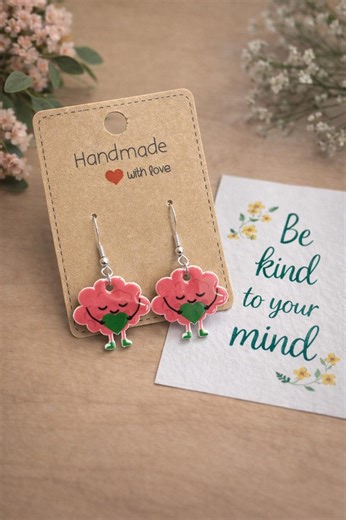Handmade Brain Dangle Earrings, Mental Health Awareness Jewelry, Nurse Gift - Etsy
