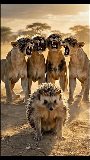 Hedgehog Needle Blast vs Lion! 🦔💥🦁l 고슴도치 가시 폭발! 사자와의 대결!