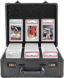 Graded Card Storage Box with Coded Lock, 120 BGS SGC PSA Slab Case, Waterproof Sports Card Display Case, Easy to Carry (3 Slots)