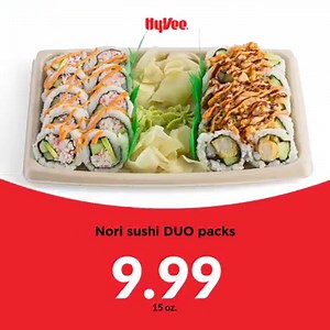 Got a lot of cooking coming up? Give yourself the day off with tasty, ready-to-go meals from Hy-Vee. Pick up: Nori sushi DUO pack, $9.99 Garlic cheese bread, $3.99 Pepperoni pinwheels, $10.99 Don’t miss it! Valid through 11.25.2020. | Hy-Vee