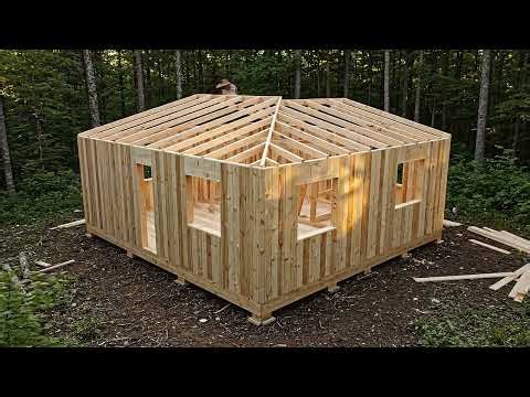 One Man Builds a Wooden House in the Wild Forest | 10 Days Alone Survival Build