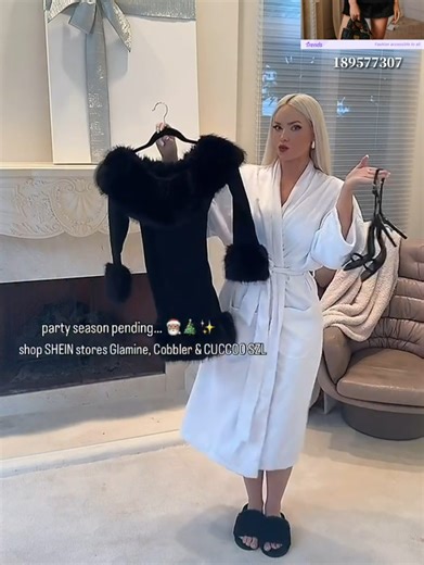 SHEIN.COM on Instagram: "From snuggle mode to sleigh the house down, @oliviapierson is sooo ready to start the festivities ❄️❤️‍🔥 CUCCOO SZL Heels: 73550919 Glamine Off-Shoulder Sweater: 189577307 Fuzzy Slippers: 123556197 #SHEINtrends #SHEIN #SHEINstyle #SHEINhaul #SHEINForAll #OOTD #fashion #chic"