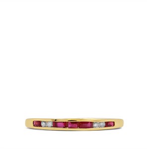 Burmese Ruby Ring with Diamond in 9K Gold 0.40ct