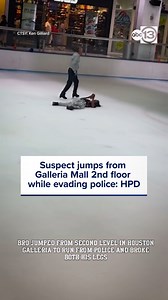 Houston police said the suspect injured himself after jumping from the Galleria Mall's second floor, landing in the ice rink area while running from officers. https://abc13.com/16830916/ | ABC13 Houston