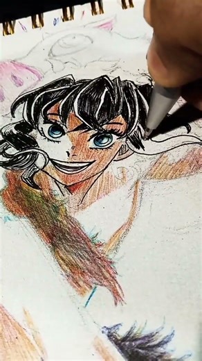 Dibujando a Inosuke 🐗con Lapiceros de colores 🌈 #inosuke #drawing