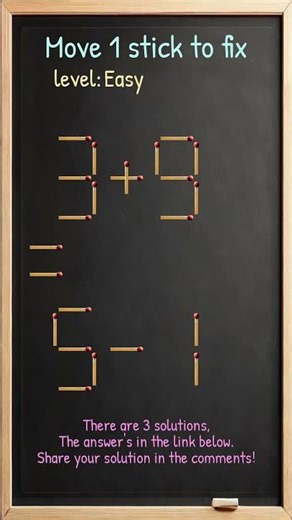 Matchstick Brain Teaser: Move One Stick to Fix #442ep2