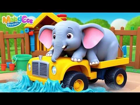Baby Elephant Tries to Wash a Monster Truck | Fun Kids Nursery Rhyme Animation