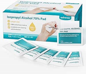 Winner Alcohol Prep Pads, 200 Count Alcohol Wipes Individually Wrapped, 70% Isopropyl, Medical Grade 4 Ply Swabs, Essential for First Aid, Home and Laboratories