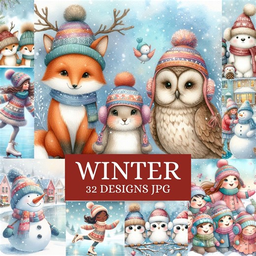 Winter Collage Sheets – 32 Winter Printables (digital Download JPG) - Etsy