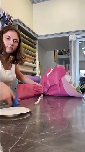 How to gift wrap a hand tied bouquet of flowers | Wrapping techniques and ideas | DIY tutorial