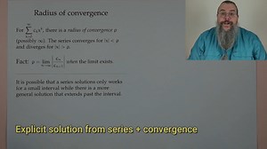 (DiffEQ, Fall 23) 31 - Explicit solution from series + convergence