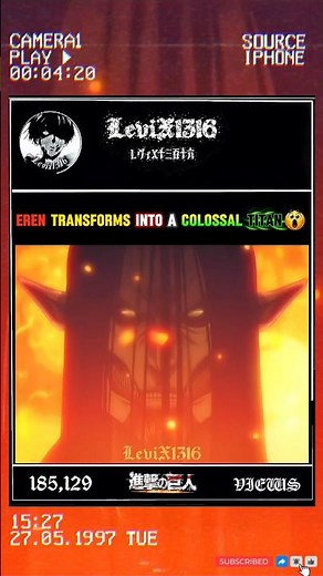 Eren transform in colossal Titan #erenyeager #aot #aotedit #colossaltitan #eren