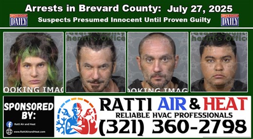 Arrests In Brevard County: July 27, 2025 – Suspects Presumed Innocent Until Proven Guilty - Space Coast Daily