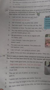 C. In your notebook, write these pairs of sentences as compound... | Filo