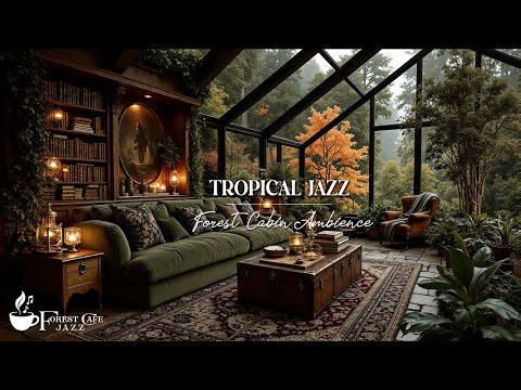 Garden Living Room Jazz In The Forest | Indoor Cafe Jazz with Open Cozy Escape and Nature Sounds