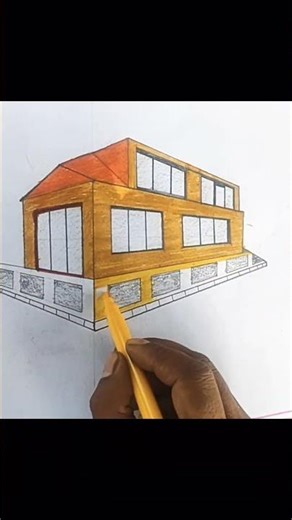 Modern Perspective Building Drawing | Colorful Architecture 🎨 | #art #colors #drawing #homedecor