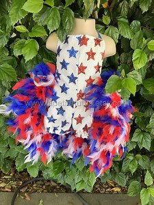 Patriotic Girls Pageant Romper With Feather Bustle, Pageant Romper, Girls Romper, Toddler Romper - Etsy