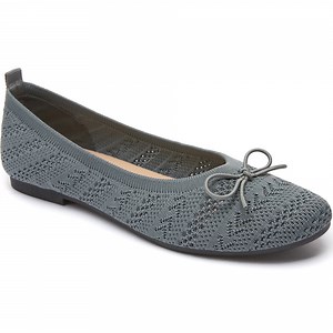 AOMAIS Women’s Ballet Flats Knit Mesh Flats Round Toe Shoes Comfy Slip Ons Casual Dress Flats Waling Loafer (Deep Gray,US9)