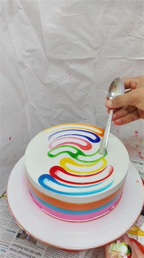 Beautiful vanilla multi colour cake design #shorts #trending #youtubeshorts #viral