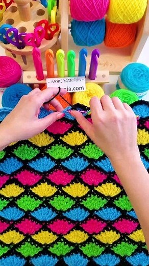 Naztazia on Instagram: "The Crochet Shell Scales Stitch pattern is easy to make with treble crochet stitches. Then single crochet stitches serve as an outline to further define each of the shell stitches from the row before. #crochet #knittersofinstagram #artistsoninstagram #yarn #colorful #scales #shell #makingmemories #diy #tutorial #pattern #naztazia #reels"