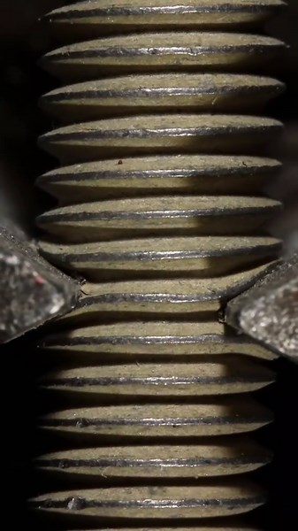 Macro close-up reveals the hidden details of a screw