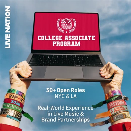 Live Nation’s 2026 College Associate Program is officially open, with 30  roles across Live Nation for Brands in New York and Los Angeles. This program has become a great way to break into live… | Russell Wallach | 15 comments