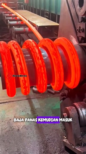 Mesin hot coiling / mesin pembuat pegas baja 😱⁉️ #short #shorts #trending #serubros