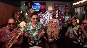 Madonna, Jimmy Fallon, and the Roots perform a rocking 'Holiday' on children's instruments