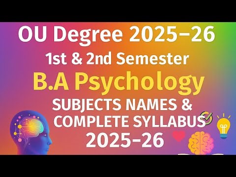 OU Degree B.A Psychology 1st & 2nd Sem Full Syllabus 2026–27 | Subjects + Overview