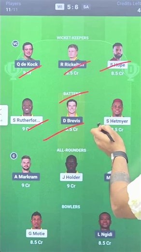 WI vs SA Dream11 Prediction #dream11 #dream11team #dream11prediction