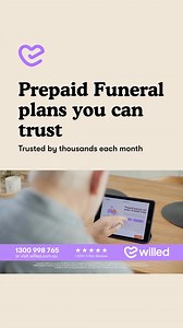 Your prepaid funeral quote is ready to lock in at today’s price. Real ⭐️⭐️⭐️⭐️⭐️ feedback: “I recommend Willed for a seamless experience. I give Willed 100% in the service they provided when my loved one passed away. Willed took all the worry away & communication was excellent 🤩" Speak with one of our dedicated funeral planners today on 1300 998 765 or go to www.willed.com.au/prepaid-funerals/ Terms, Conditions and Exclusions Apply. | Willed