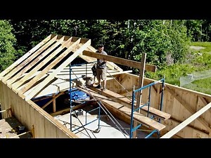 This made MY toes Tingle! One Man Attempts to Install Ridge Pole and Rafters on Post and Beam Barn