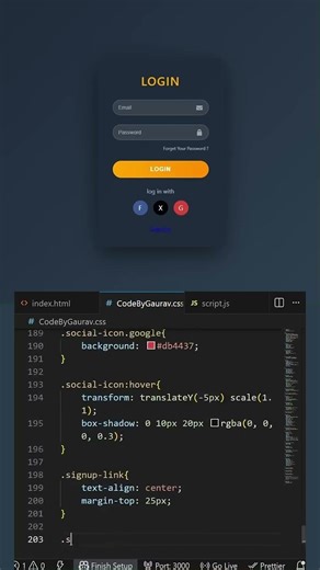 Modern animated login form UI using HTML, CSS & JavaScript ✨ #coding #programminglanguage