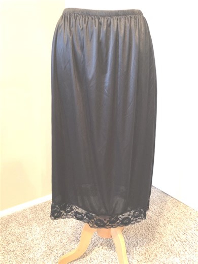 Half Slip, Black, Unbranded, Size Large, Some Lace, Nylon, Tricot - Etsy