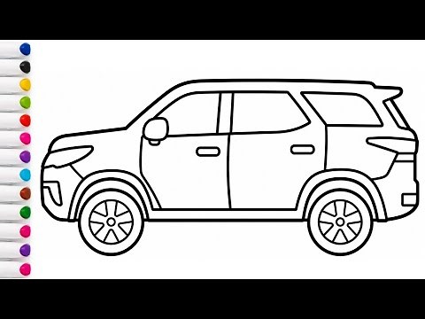 Let's Draw a Fortuner Car For Kids | Step by Step Drawing , Coloring Page Tutorial for kids #233