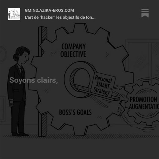 Ton cerveau ne s'engage pas dans les objectifs imposés. 🧠❌ La vérité ? L'objectif doit te profiter. Utilise le "Target Need" pour hacker la roue de l'entreprise et faire tourner la tienne (promotion/augmentation). L'article te donne le code source complet. 📨 Envoie 'HACK' en DM pour recevoir le lien de mon article avec un accès de 90 jours au supplément pro de ma neSletter GMIND 🆙 ! #HackCarrière #ObjectifsSMART #Manager #MindsetHacking #Promotion | Benjamin Azika-eros
