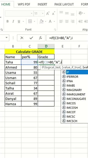 Calculate Grade Formula in Excel